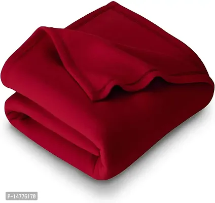 VORDVIGO Plain Polar Fleece Single Bed Blanket Warm Soft  Comfortable for Winter / AC Room / Hotel / Donation / Travelling_Size - 60*90 inch, Color-Red