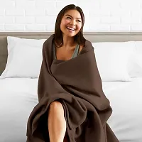 VORDVIGO? All Season Plain/Solid Light Weight Polar Fleece Single Bed Blanket (152 x 228 cm, Brown)-thumb3