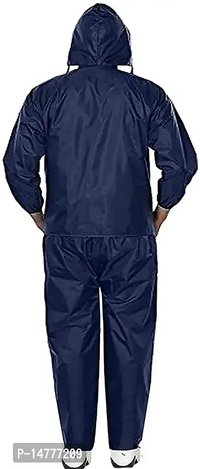 Stylish Waterproof Raincoat Super Soft Durable Bikers Rain Jacket And Pant For Men With Adjustable Hood Size Xxl Blue-thumb2