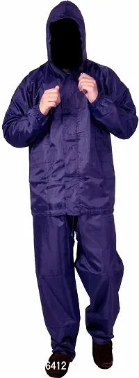 Stylish Raincoat Rainwear Rainsuit Barsaati Overcoat With Hood And Side Pocket 100 Per Waterproof Portable Rain Suit For Men Women Free Size Blue