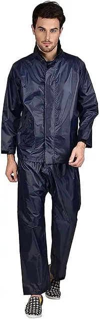VORDVIGO Unisex Stylish Raincoat/Rainwear/Rainsuit/barsaati/Overcoat with Hoods and Side Pocket 100% Waterproof rain Suit for Men/Women_Size- XXL (Blue)-thumb1