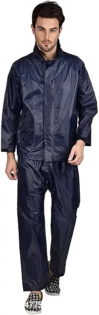 VORDVIGO Unisex Stylish Raincoat/Rainwear/Rainsuit/barsaati/Overcoat with Hoods and Side Pocket 100% Waterproof rain Suit for Men/Women_Size- XXL (Blue)-thumb2