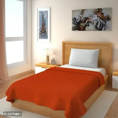 VORDVIGO Plain Polar Fleece Single Bed Blanket Warm Soft  Comfortable for Winter / AC Room / Hotel / Donation / Travelling_Size - 60*90 inch, Color-Orange
