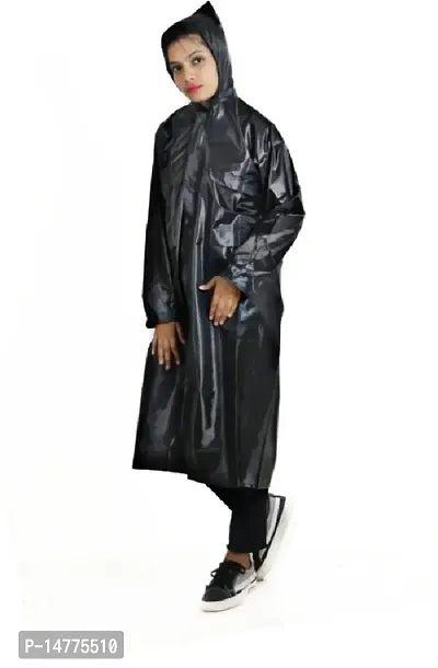 VORDVIGO Women's Solid Rain Coat/Overcoat with Hoods and Side Pocket 100% Waterproof Raincoat-thumb0