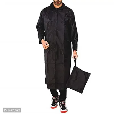 Men Solid Overcoat With Hoods And Side Pockets 100 Per Waterproof Raincoat For Men