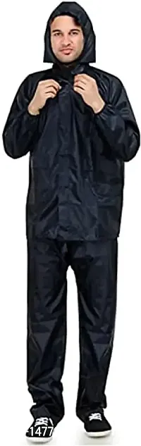 VORDVIGO Men/Women Solid Stylish Raincoat/Rainwear/Rainsuit/barsaati/Overcoat with Hood and Side Pocket 100% Waterproof Portable rain Suit for Men/Women XL Size, Color- Black