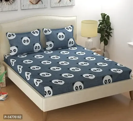 230 TC Kids Printed Cotton Double Bed Bedsheet with Two Pillow Covers_Size-90 * 90 inch (Panda Design)