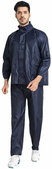 VORDVIGO Men/Women Stylish Raincoat/Rainwear/Rainsuit/barsaati/Overcoat with Hood and Side Pocket 100% Waterproof Portable rain Suit for Men/Women_Size- Free (Blue)