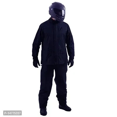Rain Coat For Men Waterproof Raincoat With Pant Semi Nylon Rain Coat For Men Bike Rain Suit Rain Jacket Suit With Mobile Pocket Storage Bag Black Blue-thumb0