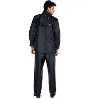 Men Rider Solid Raincoat Rainsuit Pant Style With Jacket Black Blue-thumb1