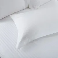300 TC Satin Double Bedsheet, Satin Stripes/Lining Stripes Double Bedsheet with Two Pillow Covers (White)-thumb4