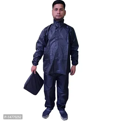 VORDVIGO Lightweight 100% Waterproof Raincoat set of Top  Bottom for Men's with hood (Black  Blue)-thumb3