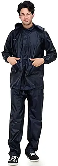 Solid Stylish Waterproof Raincoat Super Soft Durable Bikers Rain Jacket And Pant For Men With Hood Xl Size Color Black