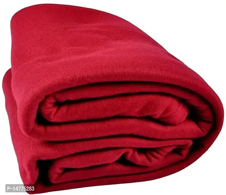 VORDVIGO? Soft  Warm Single Bed Plain Polar Fleece Blanket, Size- 60*90 inch (Colour: Red)-thumb0
