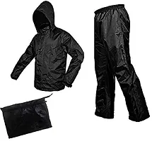 VORDVIGO Men/Women Stylish Raincoat/Rainwear/Rainsuit/barsaati/Overcoat with Hoods and Side Pocket 100% Waterproof rain Suit for Men/Women_Size- Free (Black)-thumb1