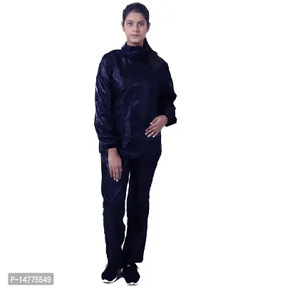 VORDVIGO Waterproof Rain coat for Women for Biker Raincoat for Men Raincoat | Rainwear | Rainsuit | Overcoat for Men  Women (Black  Blue)-thumb0