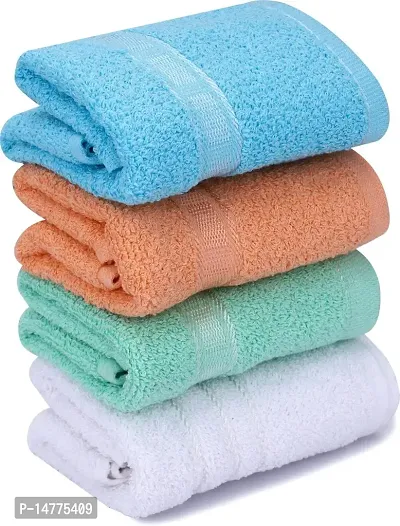 VORDVIGO? 100% Cotton, Soft and Super Absorbent, Antibacterial Hand Towel Set, 200 GSM, Size- 14*21 inch (Multicolor)- Pack of 4