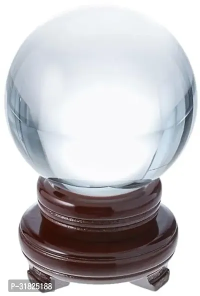 Arusha Crystal Ball Decorative Showpiece  7 cm Crystal White with wood stand