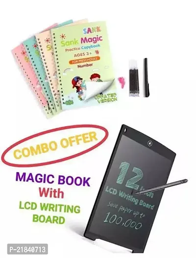 Sank Magic Book Writing Practice Copybook Writing pad Tablet Tab 10 Refile and LCD Tablet 8.5 Inch Screen 001 (2 Pack Magic Book and Digital Slate)