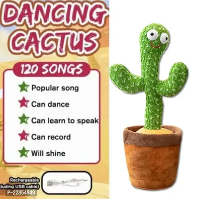 Dancing Cactus Talking Toy, Cactus Plush Rechargeable Toy, Wriggle  Singing Recording Repeat What You Say Funny Education Toys for Babies Children Playing, Home Decorate (Cactus Toy)-thumb0