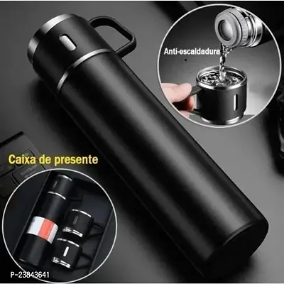 New Vacuum Flask Set Stainless Steel with Cup for Coffee Hot Drink and Cold Water Flask Bottle. 500ml Stainless Steel Vacuum Flask Set with 3 Steel Cups for Coffee Hot Drink and Cold Water