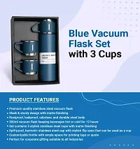 Double Wall Stainless Steel Thermo 500ml Vacuum Insulated Bottle Water Flask Gift Set with Two Cups Hot  Cold | Assorted Color | Diwali Gifts for Employees | Corporate Gift Items (MULTICOLORED-thumb2
