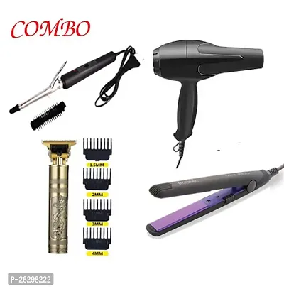 6130 dryer+ hair curler+ mini straightner+T-9 trimmer =(combo pack of 4)-thumb0