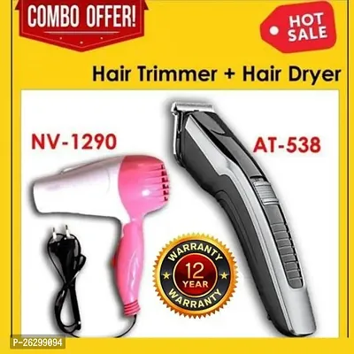 TRIMMER (MT-538) PLUS HAIR DRYER (MT 1290 MINI) COMBO PACK-thumb0