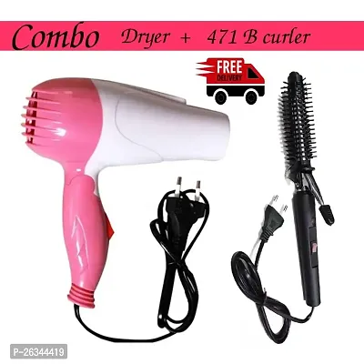 dryer 1290 + 2in1 pinkrod colour may vary as per availibility Hair styler-thumb0