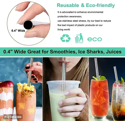 Sizzling Reusable Stainless Steel Straw with Cleaning Brush Long Metal Straws For Drinking, Reusable Set Of 5 (2- Bend Pipe, 2- Long Straw, 1-cleaning Brush) -Rainbow-thumb3