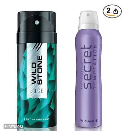 Secret Temptation And Wild Stone Romance Deodorant For Women And Wild Stone Edge Deodorant For Men 150 Ml Each , Pack Of 2-thumb0