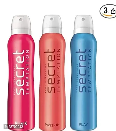 Secret Temptation Passion, Play And Pink Deodorant Combo For Women, Pack Of 3-thumb0