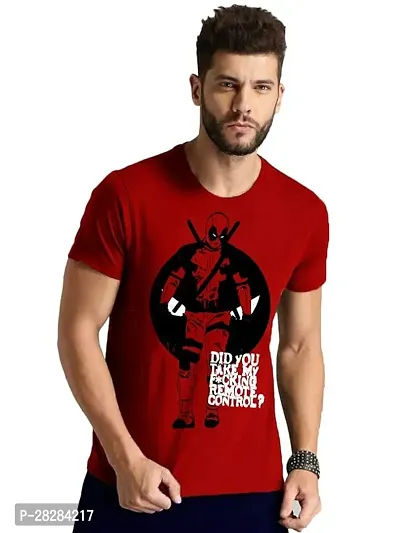 Stylish Cotton Blend Printed Round Neck Tees For Men-thumb0