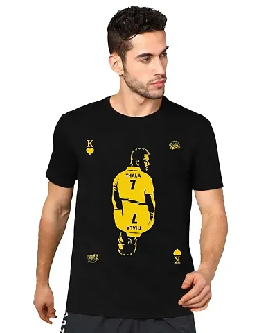 VIKCLIQUE Dhoni Thala Blend Half Sleeve Round Neck T-Shirt for Men's/Boy's