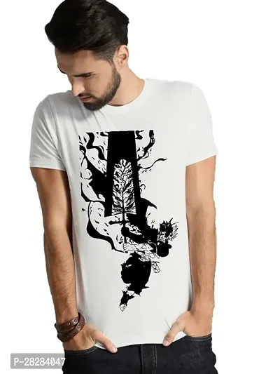 Stylish Cotton Blend Printed Round Neck Tees For Men