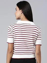 Trendy Striped Polo Top for Women-thumb1