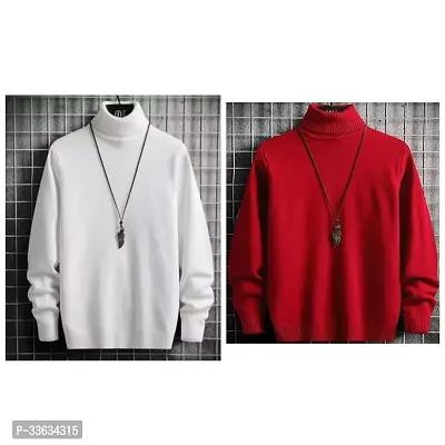 Stylish Wool Blend Solid Long Sleeves Sweatshirts For Men- Pack Of 2-thumb2