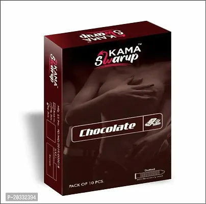 KAMA SWARUP Dotted Condoms for Men | Dots for Her Extra Stimulation | Lubricated Latex Condoms | Pack Of 2 (Chocolate)-thumb0