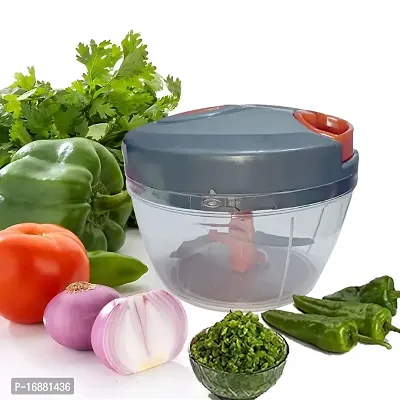 Plastic Vegetable Chopper Cutter, Multi-Colour (450 ml) (Green)-thumb0