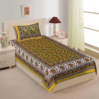 Monik Handicrafts Pure Cotton 144 TC Single Size Bed Sheet with 1 Pillow Cover - Bedsheet for Single Bed | Comfort and Style for Your Single Bed (Dirty Orange-56, Cotton)-thumb1