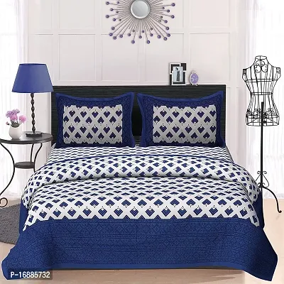 MONIK'S 100% Cotton Double Bedsheet Abstract Print Design with 2 Pillow Covers-King Size, Blue (265 cm X 225 cm)