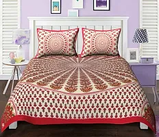 Comfortable Cotton Printed Double Bedsheet with Two Pillow Covers-thumb1