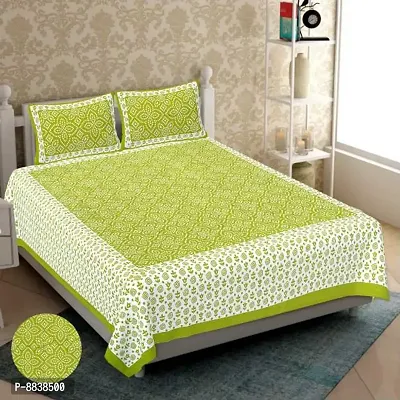 Comfortable Cotton Printed Double Bedsheet with Two Pillow Covers