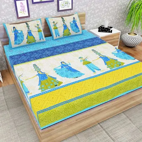 Traditional Jaipuri Printed Double Bedsheets with Pillow covers