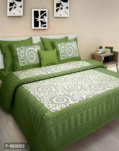 Comfortable Cotton Printed Double Bedsheet with Two Pillow Covers