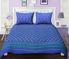 Comfortable Cotton Printed Double Bedsheet with Two Pillow Covers-thumb1