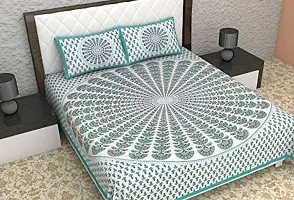 Comfortable Cotton Printed Double Bedsheet with Two Pillow Covers-thumb2