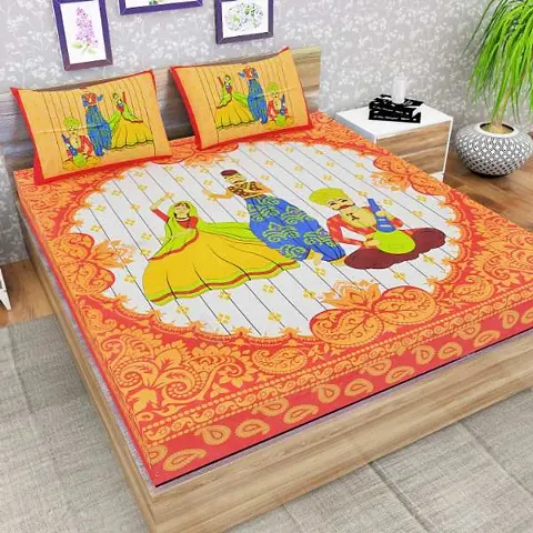 Printed Cotton Double Bedsheets 83*94 Inch