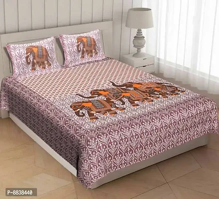 Comfortable Cotton Printed Double Bedsheet with Two Pillow Covers