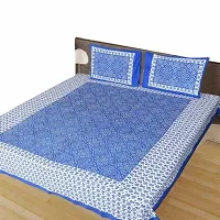 Comfortable Cotton Printed Double Bedsheet with Two Pillow Covers-thumb1